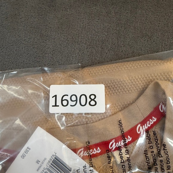 GUESS Tan Stripe Textured Crew Neck T-Shirt Short Sleeve Mens Size Medium NWT - Picture 12 of 12